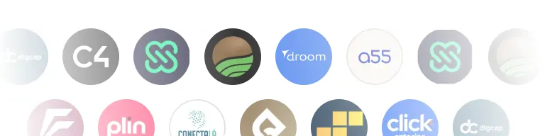 Ícones ilustrando mais de mil oportunidades de investimento originadas pela AmFi em renda fixa digital.